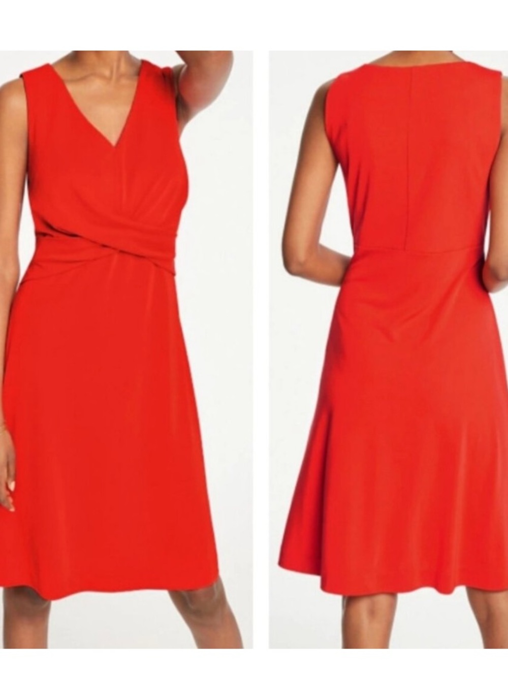 Ann Taylor Twist Front Jersey Dress Crimson Orange sz XL - Picture 2 of 15